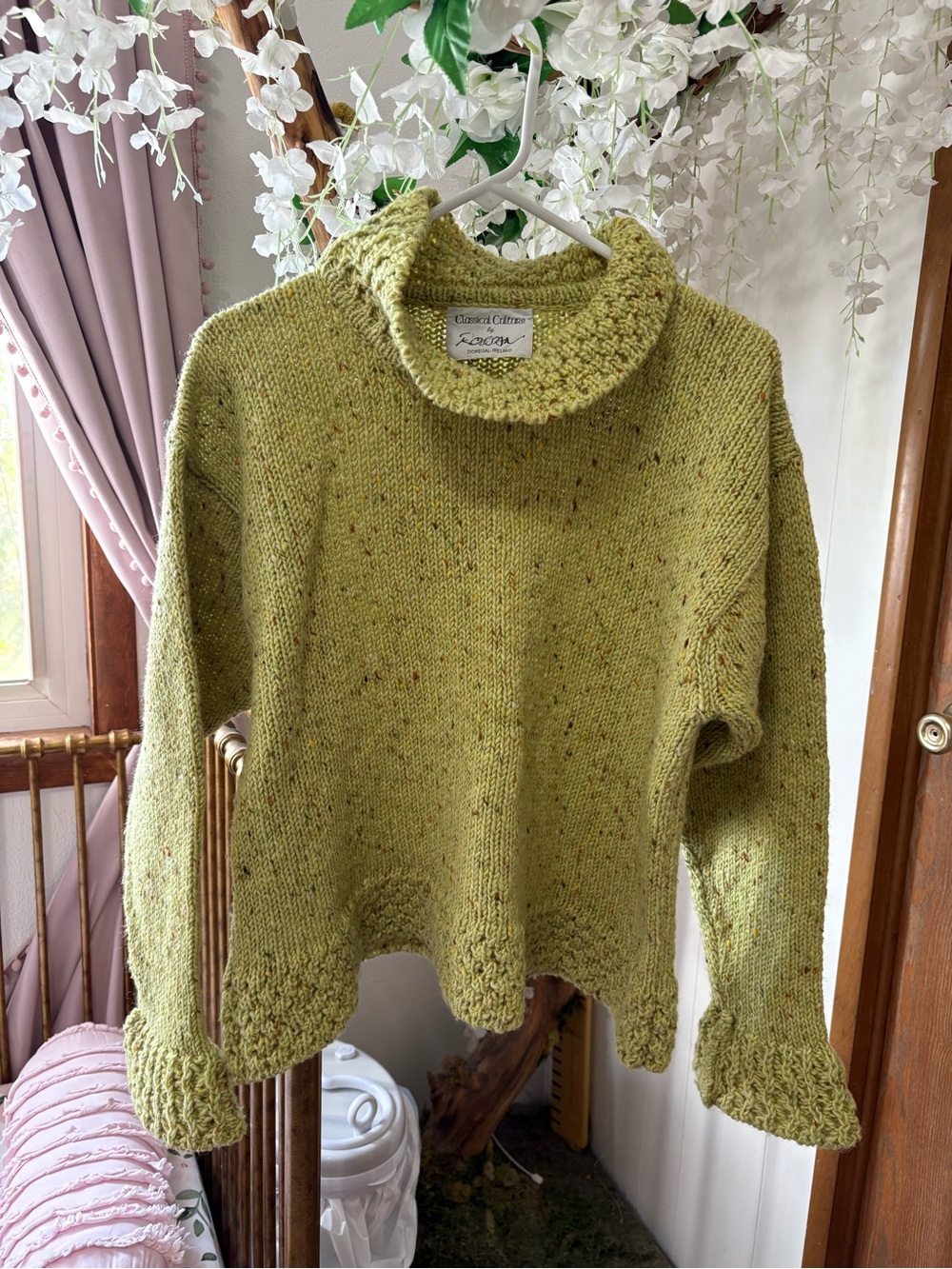 Vintage Olive Green Speckled Turtleneck Sweater